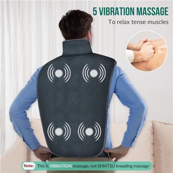 Large Heat Pad, Electric Portable Heated Pad with 5 Massage Modes, Auto Shut-Off - Picture 2 of 6
